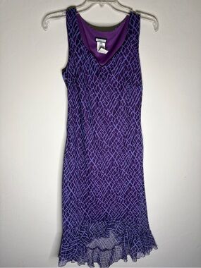 Purple Patterned Sleeveless Midi Dress